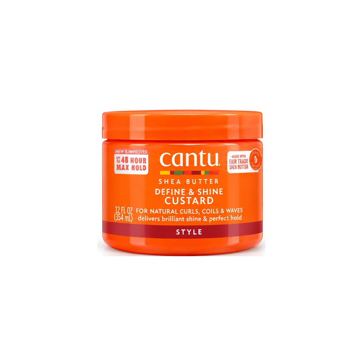 Cantu Shea Butter Define & Shine Custard 354ml on white background with consistent margins
