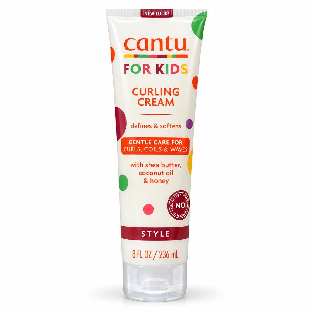 Cantu for Kids Curling Cream 236ml tube, front view with shea butter, coconut oil and honey