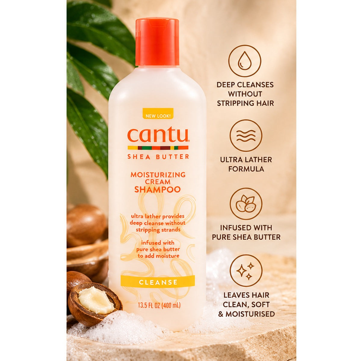 Cantu Moisturizing Cream Shampoo 400ml shea butter benefits