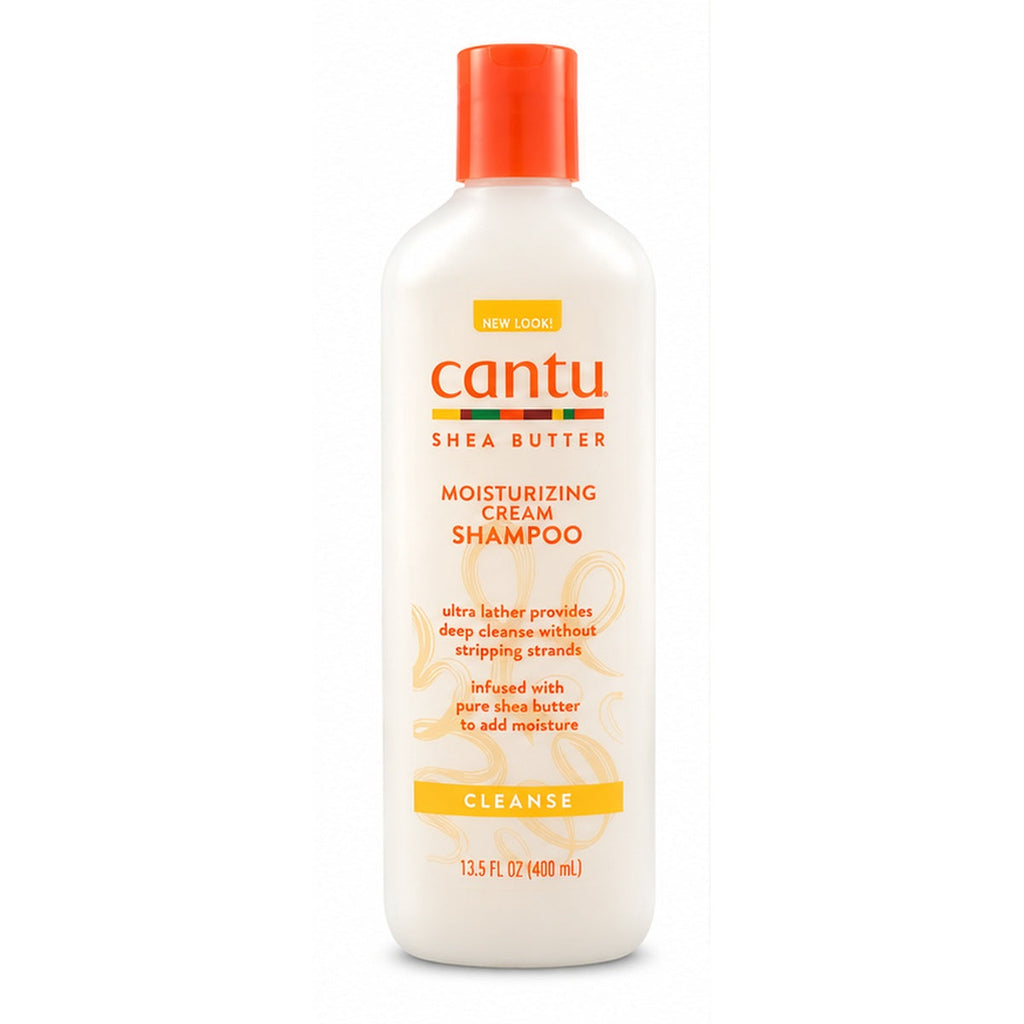 Cantu Shea Butter Moisturizing Cream Shampoo 400ml white bottle orange cap on white