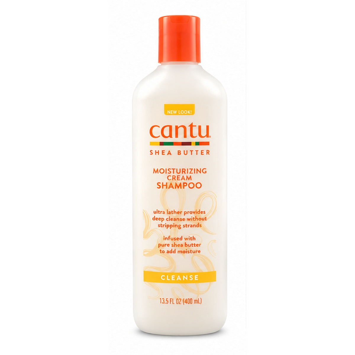 Cantu Shea Butter Moisturizing Cream Shampoo 400ml white bottle orange cap on white
