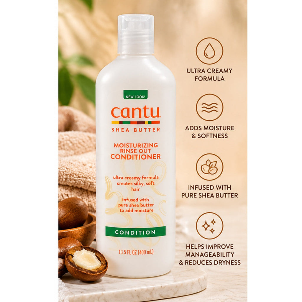 Cantu Moisturizing Rinse Out Conditioner 400ml shea butter benefits