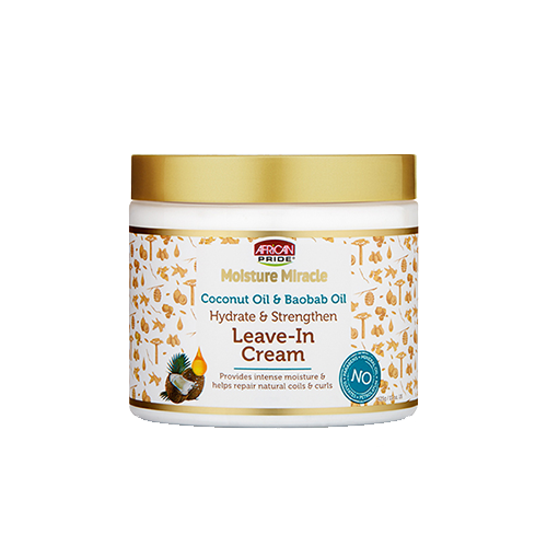 African Pride Moisture Miracle Coconut Oil & Baobab Oil Leave-In Cream - 15oz | Black Hair Care