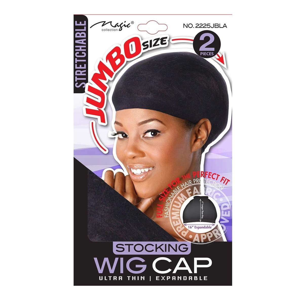 Magic Collection - JUMBO Wig Cap Black 2pcs (#2225JBLA)