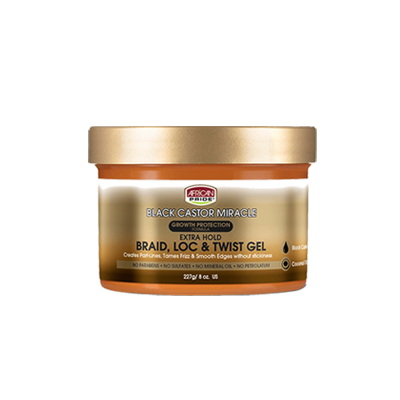African Pride - Black Castor Miracle Extra Hold Braid, Loc & Twist Gel - 8 oz