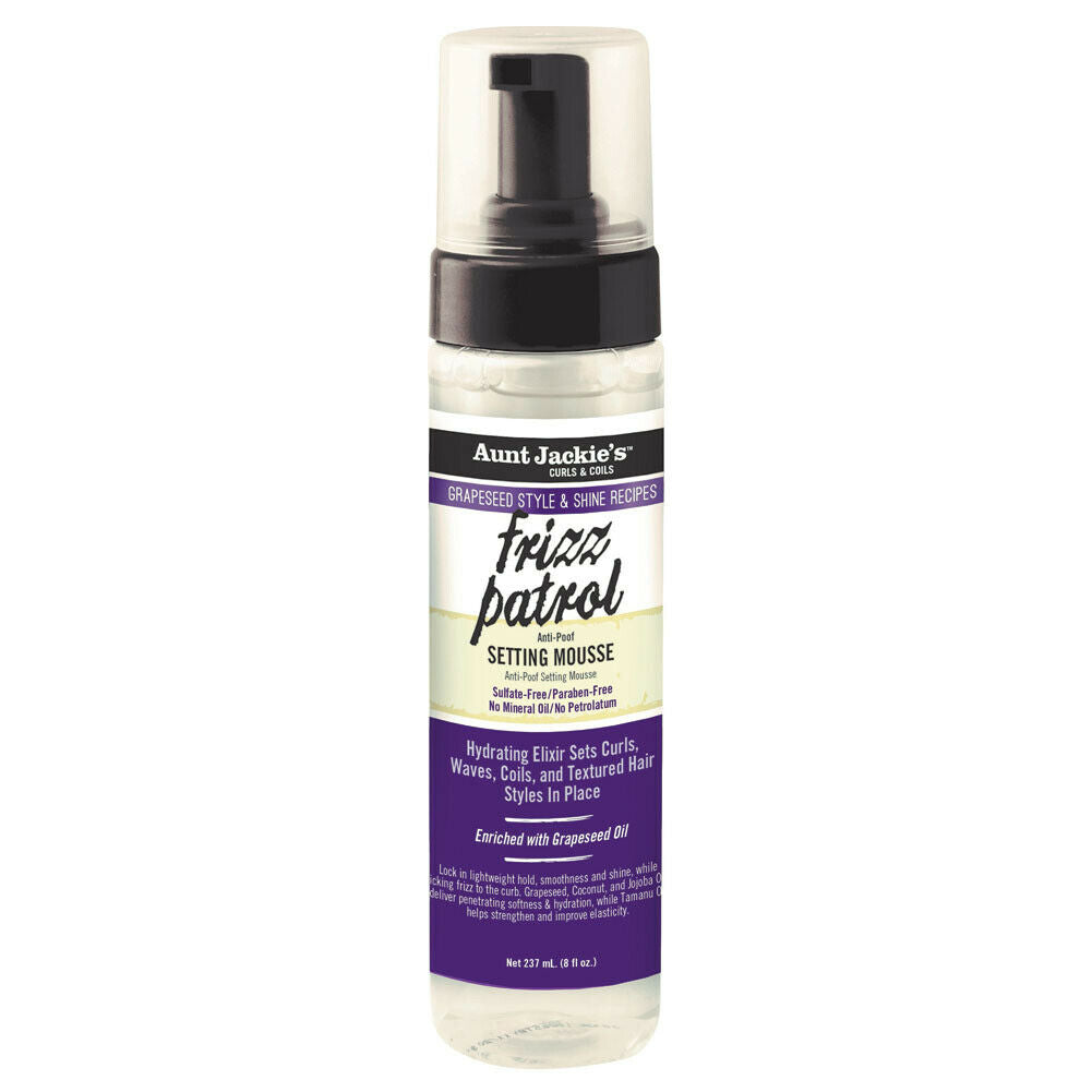 Aunt Jackie's - Frizz Grapeseed Style & Shine Patrol Anti-Poof Setting Mousse - 8.5oz