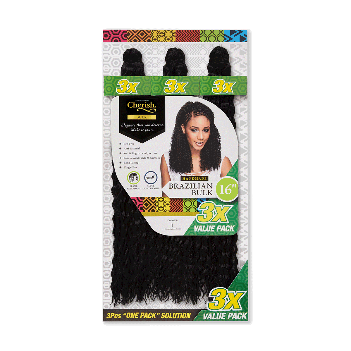 cherish brazilian bulk 16'' colour 1 3x value pack
