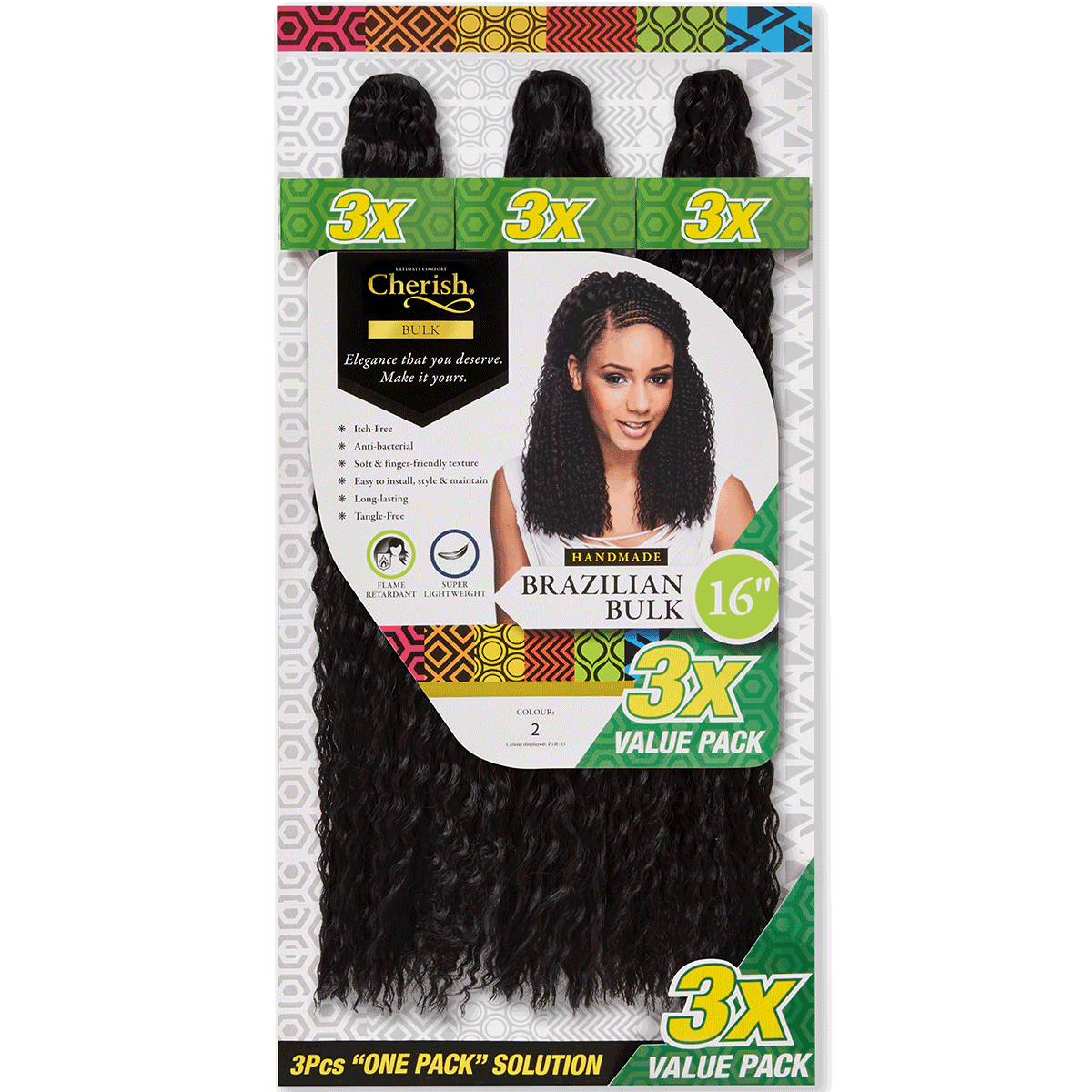 cherish brazilian bulk 16'' colour 2 3x value pack