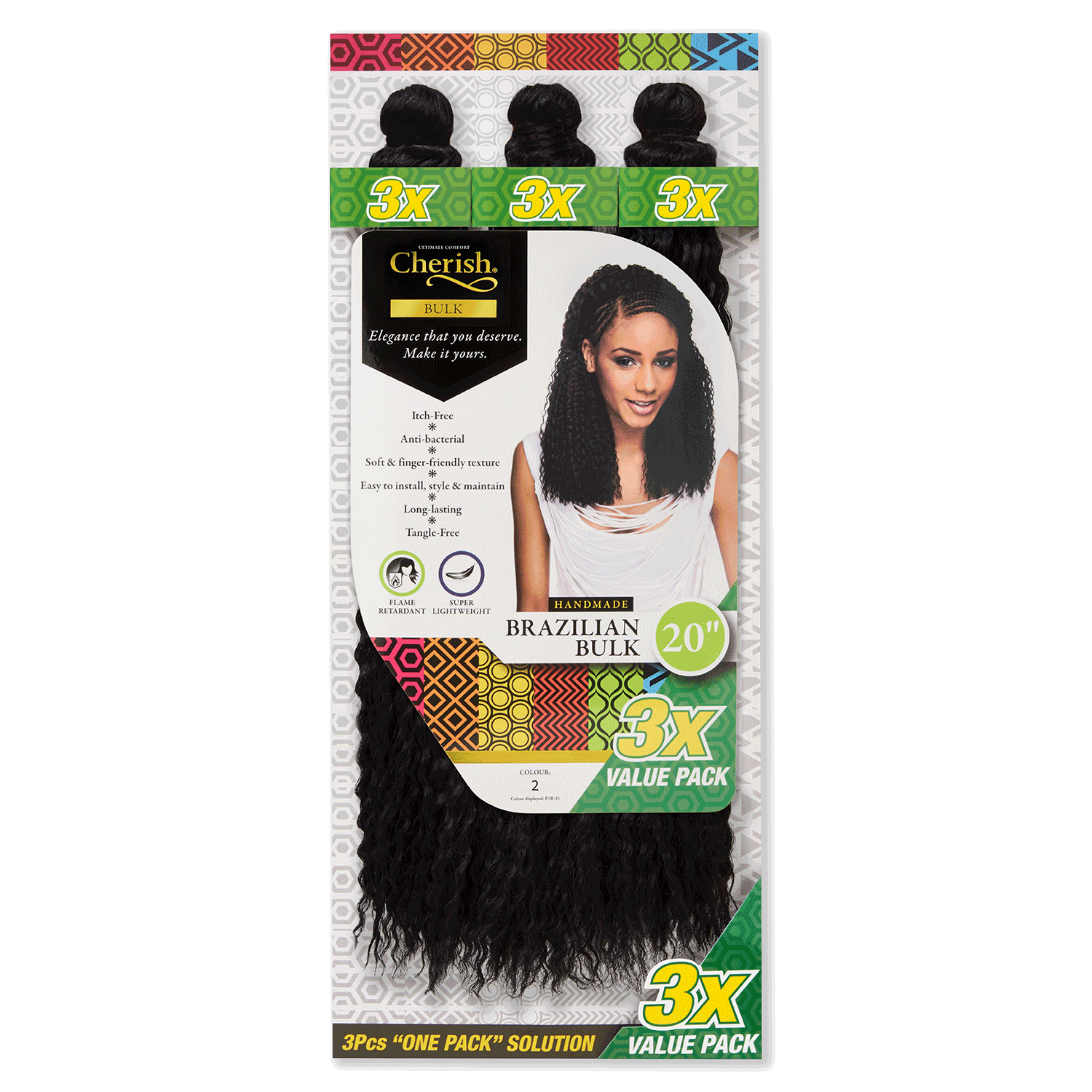 Cherish Brazilian Bulk 20'' Colour 2 Value Pack of 3