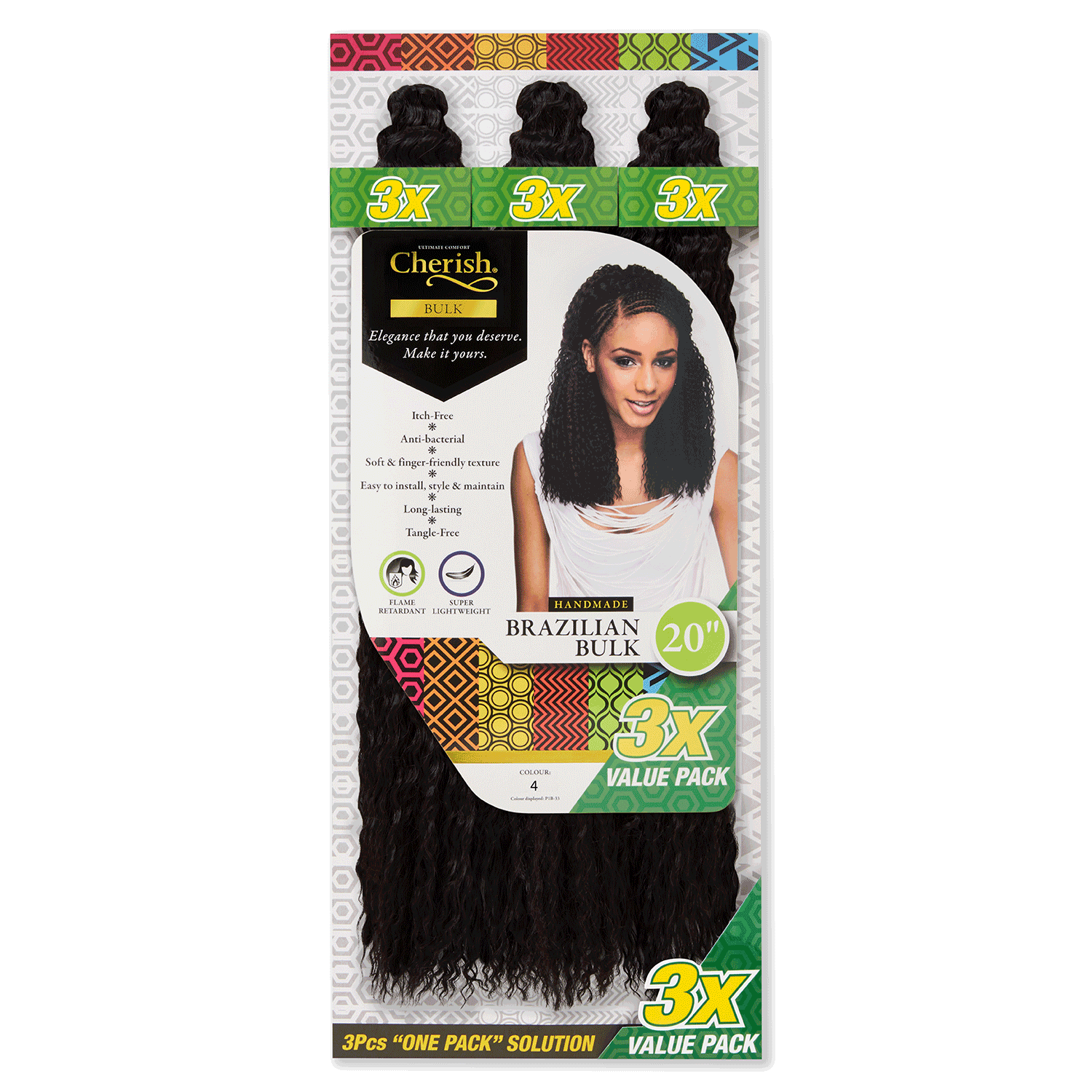 Cherish Brazilian Bulk 20'' Colour 4 Value Pack of 3
